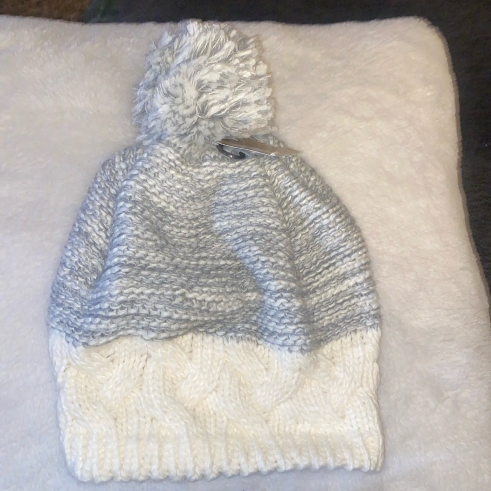 White and gray beanie